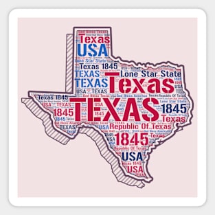 Texas Map Word Art Texas State Words Cloud Texas State Magnet